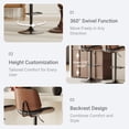 thumbnail image 5 of EOP Modern Upholstered Barstools Set of 3, Adjustable Height Counter Stools with Bentwood, Faux Leather Swivel Bar Stools with Metal Frame, Black, 5 of 7