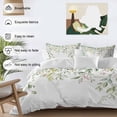 thumbnail image 3 of Green Eucalyptus Duvet Cover Set King Size, Leaf Red Fruit Watercolor Nature Plant 4 Piece Soft Microfiber Bedding Set with 1 Duvet Cover, 1 Flat Sheet, 2 Pillowcases, 3 of 9