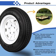 Hi-Run SU02 4.80-12 4PR Trailer Tire & 12X4 5-4.5 White Wheel Assembly
