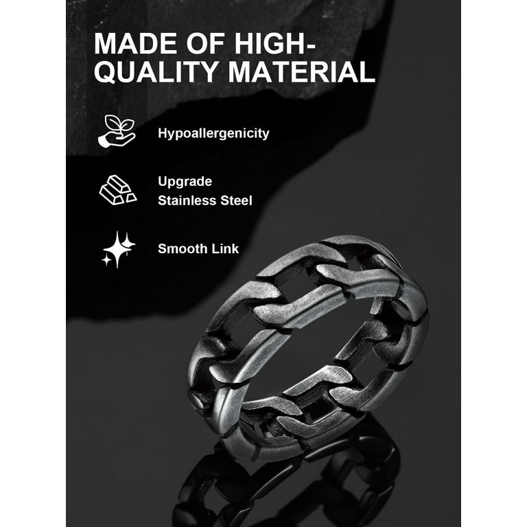 ChainsProMax Chain Link Rings for Women Size 7 Stainless Steel