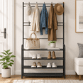 thumbnail image 4 of Entryway Coat and Shoe Rack - 5 Tier Freestanding Organizer with Hanger Stand, 4 of 8