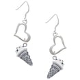thumbnail image 1 of Delight Jewelry Silvertone 3-D Resin Vanilla Ice Cream Cone with Crystals Open Heart French Earrings, 1 of 4