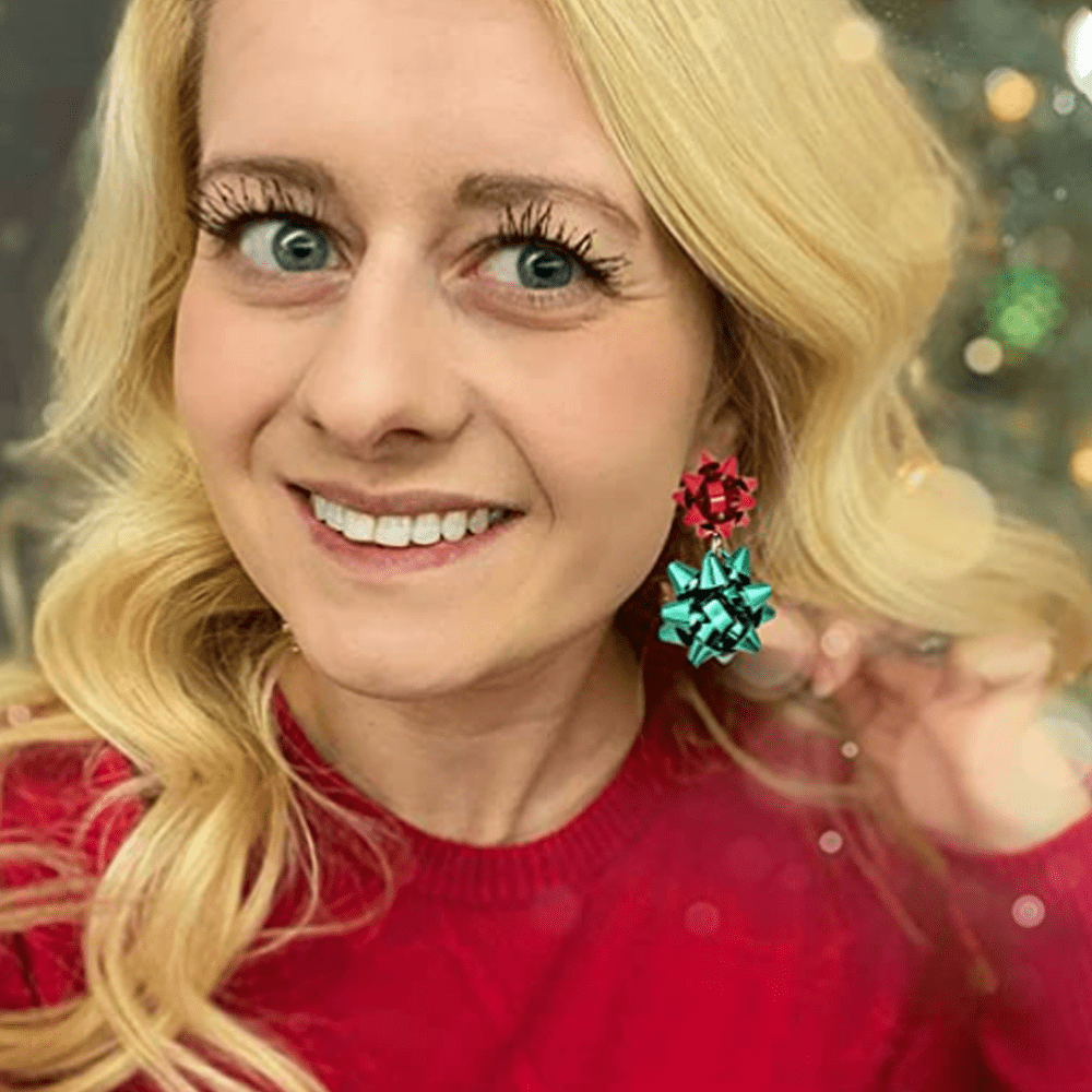Gold christmas bow earrings outlet