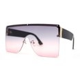 thumbnail image 1 of Oversize Rectangle Shield Flat Top Mob Sunglasses Black Grey Pink, 1 of 4