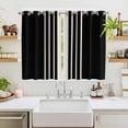 thumbnail image 2 of Black Beige Striped Kitchen Curtains 72 Inch Length, Modern Farmhouse Retro Lines Grommet Top Bedroom Living Room Curtains, Light Filtering Cafe Curtain Drapes 2 Panels Set 104''x72'', 2 of 7
