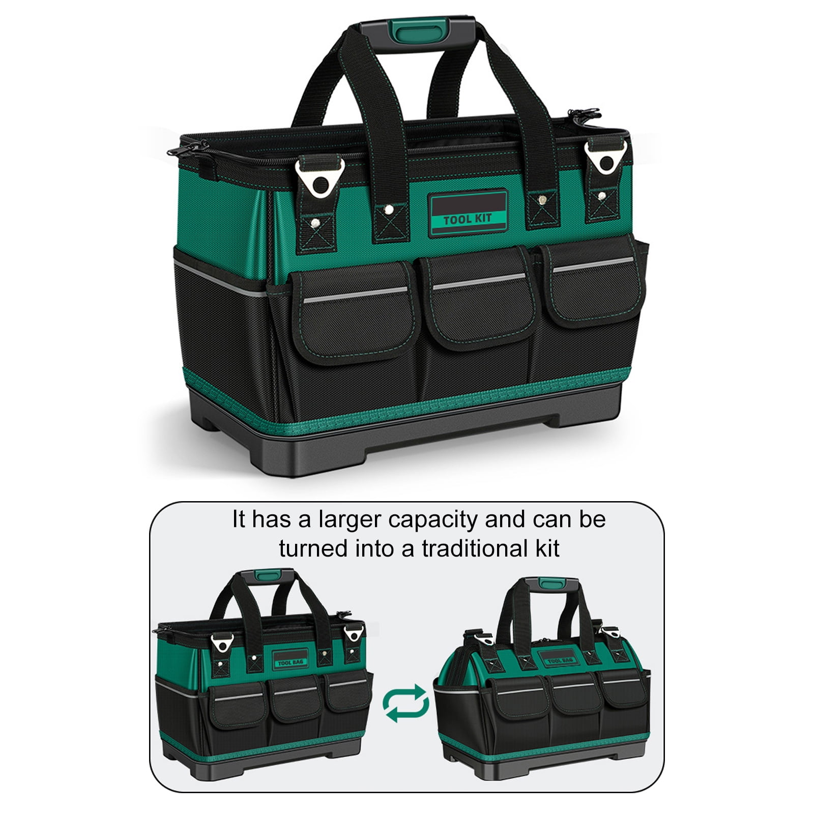 RUISINERY 16/18/20/23in Wide Mouth Tool Bag with Bottom Large Capacity Tool Storage Bag Waterproof Organizers Bag