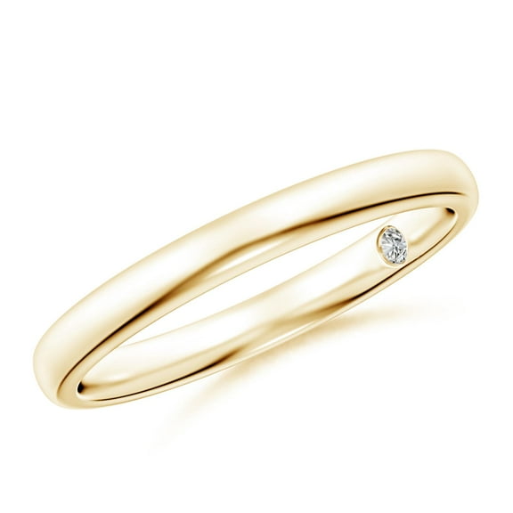 ANGARA Natural Plain Wedding Ring with Secret Diamond in 14K Yellow Gold for Women (Size-1.8mm| Color-I-J| Clarity-I1-I2) | April Birthstone, Anniversary Jewelry Gift for Women | Natural Diamond Ring