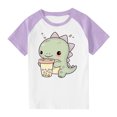 thumbnail image 3 of Riecok Shirts for Girls 7-8 Collared Neck Comfortable Shirt Kids Clothes Toddler Kids Boy 2025 Loose Trendy Clothes Blouses Top Summer 13 T Purple, 3 of 9