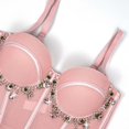 thumbnail image 6 of Women's Rhinestone Tassel Corset Top, Spaghetti Straps Sexy Underwire Bustier Halloween Camisoles Tops, 6 of 7