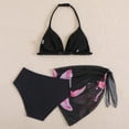 thumbnail image 4 of Edvintorg Girls Swimsuit Size 6 Floral Printed High Waisted Halter Bathing Suit and Cover Up Skirt Bottom 3 Piece Bikini Set for Girls, 4 of 6