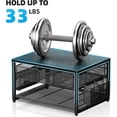 thumbnail image 6 of Wood Printer Stand for Desk, 2-Tier Desktop Printer Table for Home Office, Printer Stand with Storage Drawer 2 Pen Holders, Multi-Purpose Desk Organizer for Fax Machine Scanner (Wood Black), 6 of 14