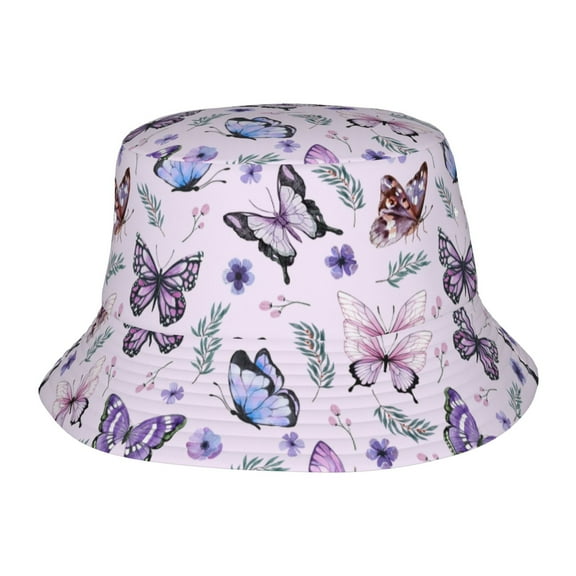 Butterflies Bucket Hats for Woman Packable Summer Sun Hat Beach Caps For Fisherman Outdoor Travel Hiking