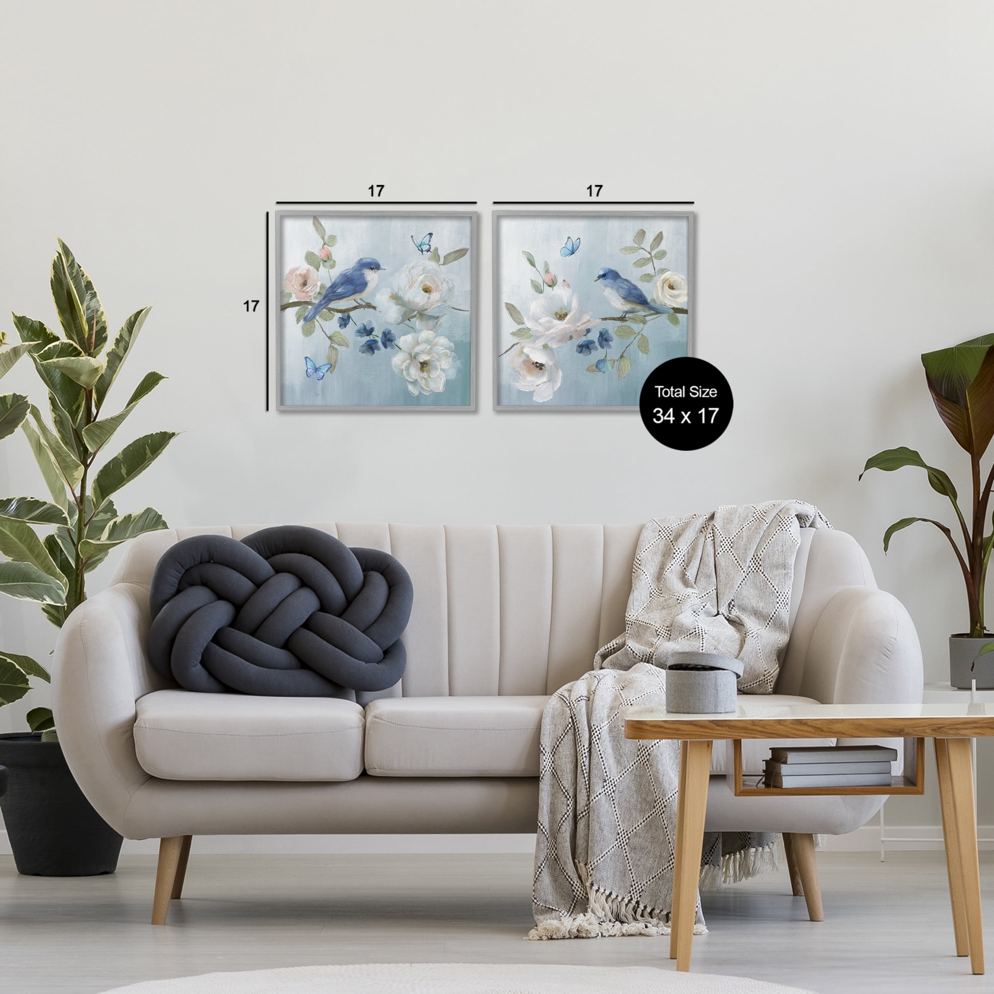 Stupell Industries Nature's Tranquility Florals 2 Piece Gray Framed Giclee Art Set, design by Nan