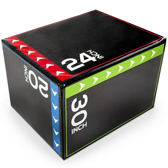 BalanceFrom Foam Plyometric Jump Box with 20”, 24”, and 30” Heights, 60 lbs, Multicolored