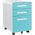thumbnail image 3 of 3 Drawer Mobile File Cabinet, BHBL Locking Filing Cabinet Rolling Pedestal Under Desk, Fully Assembled Except Casters, Letter/Legal Size (Light Blue), 3 of 5
