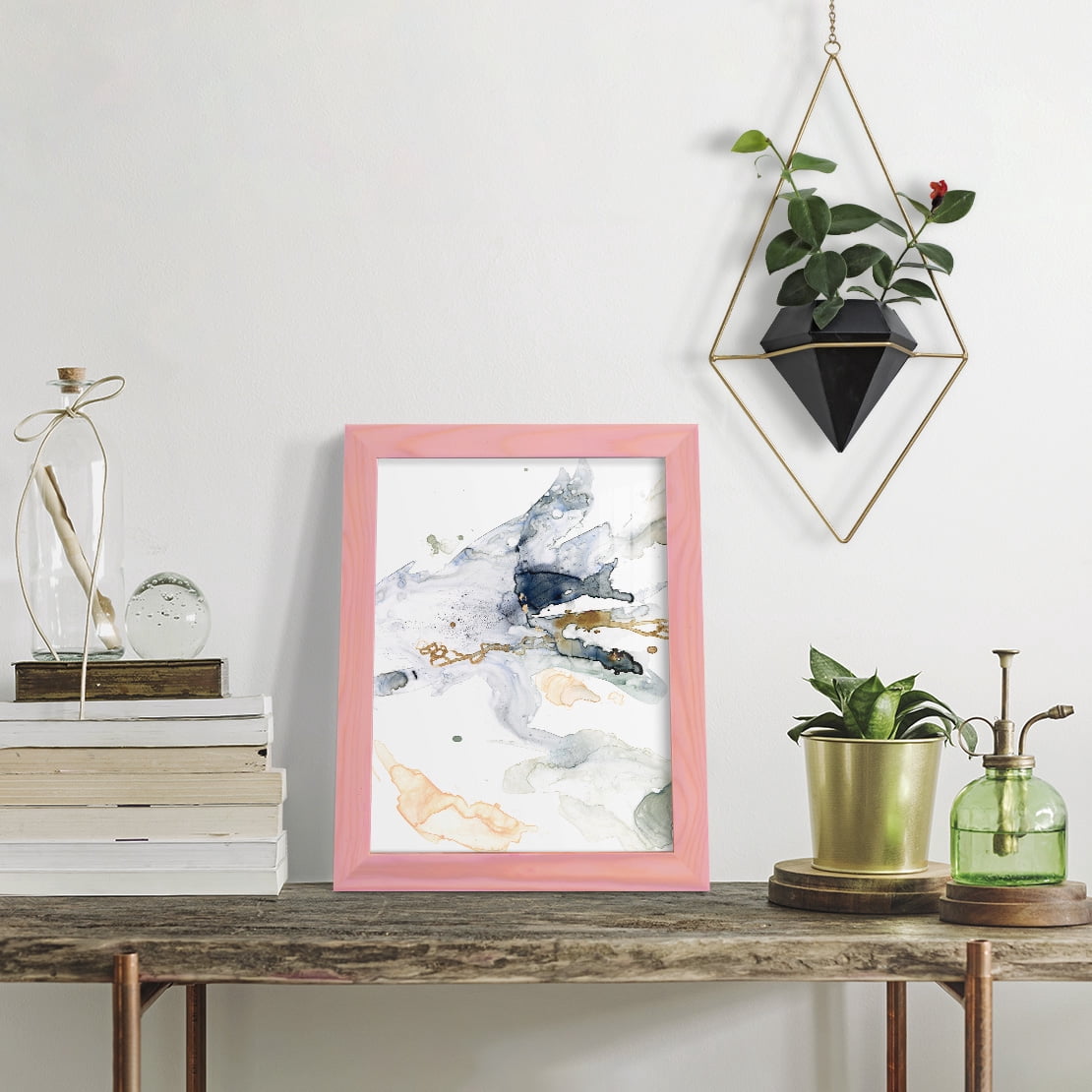 Organic Interlace II -Framed Print w/glass-Sunset Pink