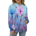 thumbnail image 4 of Pink And Blue Floral Garden 3D Print Hoodie Men Women Autumn Thin Pullover Sweatshirt Vintage Streetwear Tops, 4 of 6