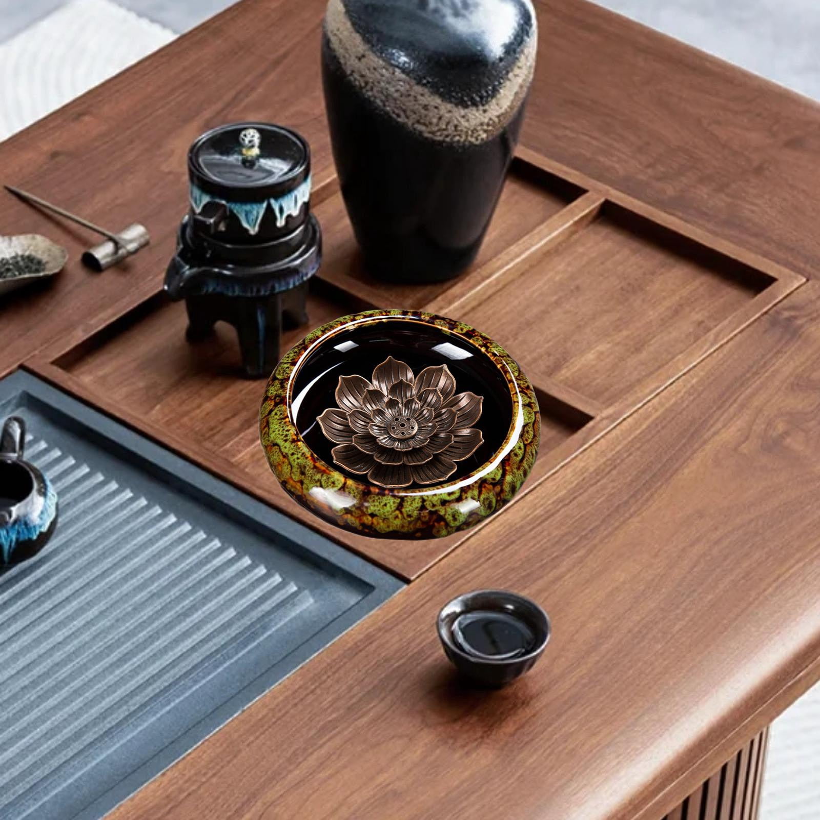 WLPZXP Incense Holder for Sticks Lotus Incense Holder Convenient Elegant Incense Burner Green