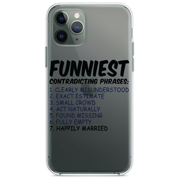 DistinctInk Clear Shockproof Hybrid Case for iPhone 13 PRO (6.1" Screen) - TPU Bumper Acrylic Back Tempered Glass Screen Protector - Funniest Contradicting Phrases - Married