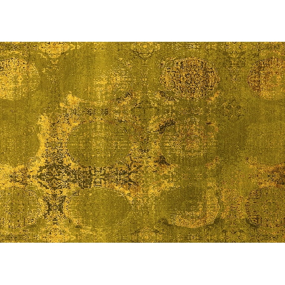 Ahgly Company Machine Washable Indoor Rectangle Oriental Yellow Industrial Area Rugs, 8' x 10'