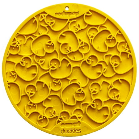 UPC: 0810216026257 | Duckies Design eMat Enrichment Lick Mat With Suction Cups Yellow Duckies E-Mat