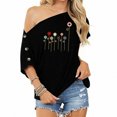 thumbnail image 2 of Moda mujer casual manga corta un hombro tops tops estampados blusa Pompotops  hfajkhk133113, 2 of 5