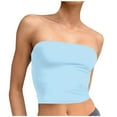 thumbnail image 3 of Fanxing Light Blue Tube Tops for Women S Going Out Crop Sleeveless Tank Bandeau Strapless Casual Shirts （Women's Petite XS-XL), 3 of 7