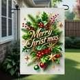 thumbnail image 5 of Christmas Garden Flag 12x18 Inch Double Sided Winter Holly Green Leaves and Red Berries Farmhouse Outdoor Yard Banner for Lawn Patio Door Décor, 5 of 5