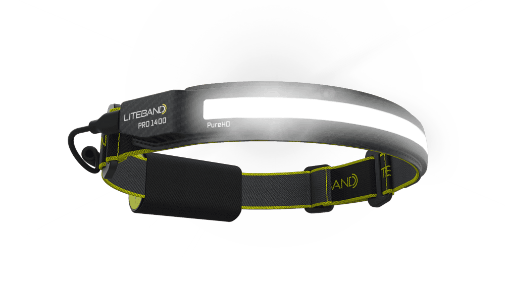 Liteband PRO 1400 Lumen LED Headlamp, Rechargeable Battery Powered, Hard Hat Light, Carbon