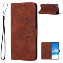 Allytech Motorola Moto G Pure Wallet Case, PU Leather Wallet Flip Protective Phone Case Wrist Strap Card Slots Holder Kickstand Case for Moto G Pure 2021 6.5", Brown