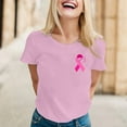 thumbnail image 2 of Yuncity Womens Shirts Awareness Month Graphic Tee Cancer Awareness Casual Crew Neck Pink Ribbon Print Top For Women Soft Blend T-Shirts Size L Pink, 2 of 5