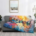 thumbnail image 6 of Throw Blanket for Couch - Colorful Fishing Boats Soft Comfy Lightweight Cozy Warm Throw Blanket, Fuzzy Plush Flannel Blanket & Throws for Sofa and Bed All Season, 6 of 8