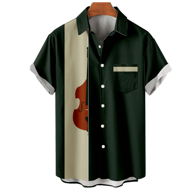 OBOSOE Adult Music Festival Short Sleeve Button Up Shirts Casual  Comfortable Shirt Relaxed-Fit Blouses ,Up to 8XL