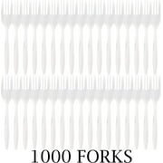 PLASTICPRO Disposable Plastic Forks Heavyweight Utensils Silverware, White, Pack of 1000