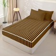thumbnail image 3 of Castle Fairy Retro Vertical Stripe Zipper Twin Comforter Sets with Fitted Sheet and 2 Pillowcases,Mid Century Linear Texture Zipper Bedding Set,Orange Black,Reversible, 3 of 5