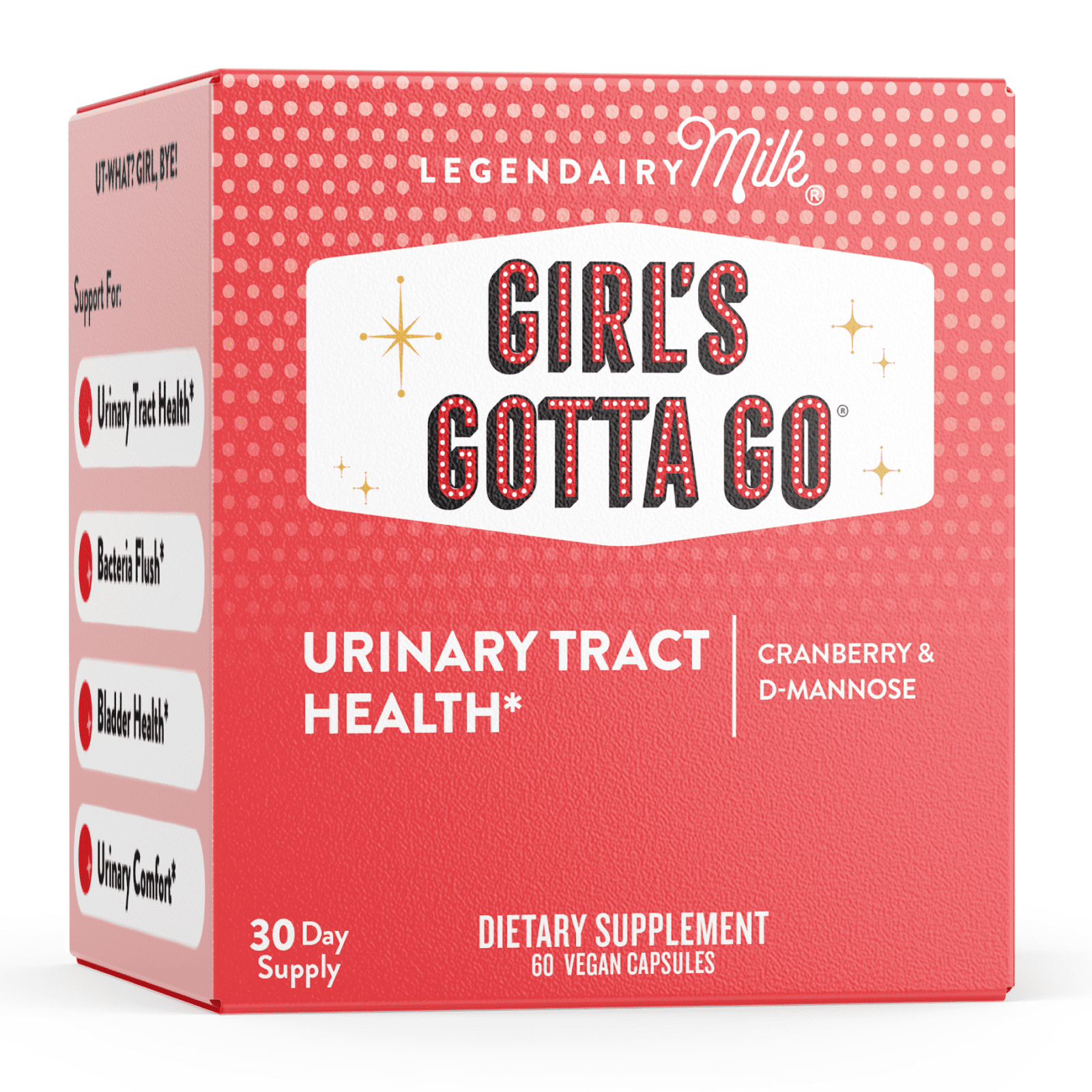 Legendairy Milk Girl's Gotta Go Urinary Tract Health Supplement, Cranberry and D-Mannose, 60 Count
