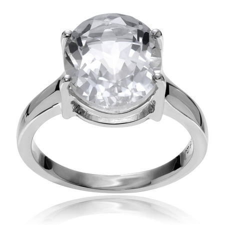 Brinley Co. Women's Crystal Quartz Rhodium-Plated Sterling Silver Solitaire Fashion Ring