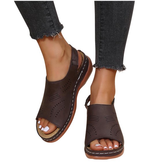 Orthopedic Sandals for Women Arch Support Ankle Strap Leather Sandal Comfort Bunion Corrector Outdoor Athtletic Closed Toe/Open Toe