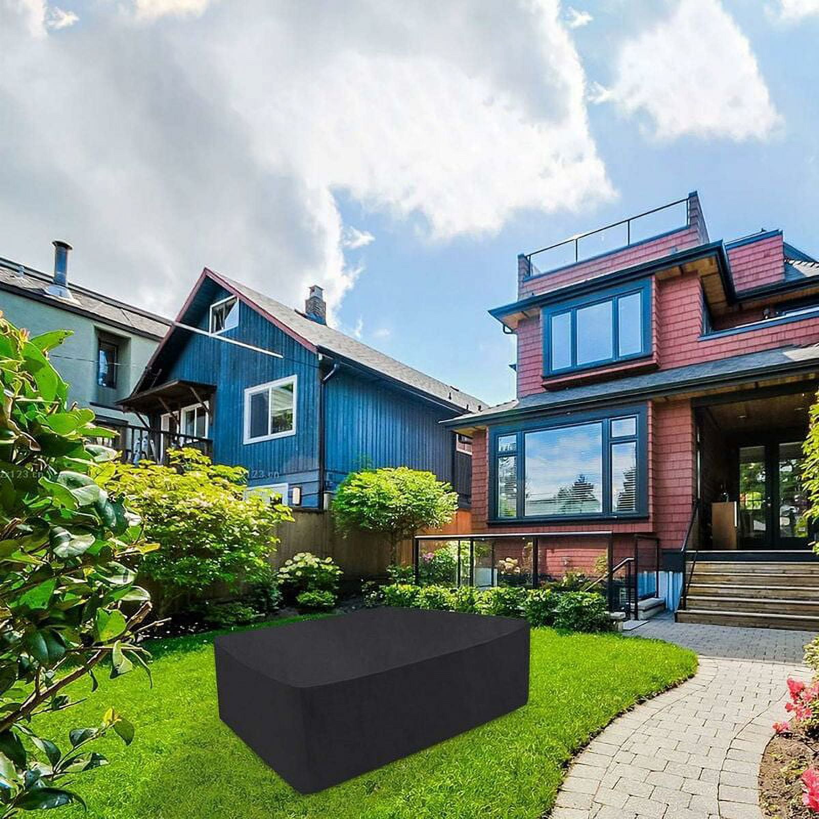 HSFFBHFBH Funda Muebles Exterior Rectangular - 130x70x100cm(LxWxH) Negro 420D Oxford Funda Para Muebles De Jardín Para Muebles De Patio, Impermeable, Resistente Al Viento, Anti-UV Cubierta Protectora