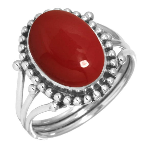 925 Sterling Silver Ring For Women - Girls Red Stone Gemstone Silver Ring Size 10 October Birthstone Handmade Silver Ring Size 10 Friendship Day Gift For Women 925 Silver Gemstone Jewelry