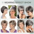 thumbnail image 4 of Short Dark Straight Layered Hair Wig With Bangs for Women Short Silver Layered Pixie Cut Wigs with Elegant for Old Lady Wig (Black With Grey), 4 of 6