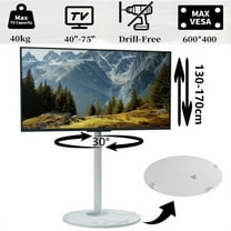 BENJM Large TV Floor Stand w/ Shelf 40-75 inch ±30° Swivel Height Adjustable TV Mount,White