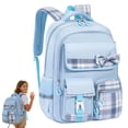 thumbnail image 2 of Plaid Bow Backpack, Multi Pocket Casual Daypack, Lightweight Travel Rucksack, Preppy Shoulder Bag, Waterproof Knapsack, Large Capacity Carryall for Daily Commute, Weekend Trip, Casual Use, 2 of 6