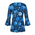 thumbnail image 5 of hxobax Daisy Floral Tunic Blouse Women's Summer Ruffle 3/4 Sleeve Tshirts V Neck Button Shirts Tops, 5 of 5