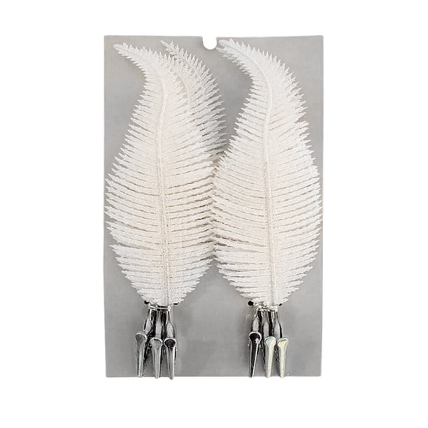 Inteprter Adorno de plumas de Navidad de plástico de 6 piezas, adorno extraíble portátil reutilizable, centro comercial de boda, decoración Kits de decoración para fiestas Blanco