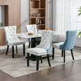 thumbnail image 2 of LegaHome Dining Room Chairs Set of 6, Modern Upholstered Velvet and PU Leather Dining Chair with Nailhead Trim&Solid Wood Legs, Tufted Button Padded Kitchen Dining Chairs Set, White&Light Blue, 2 of 10