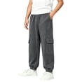 thumbnail image 2 of ZOYOEN Boys Cargo Sweatpants with Pockets- Baggy Elastic Waist Casual Straight Leg Kids Jogger Pants Dark Gray Size 10-12Years, 2 of 7