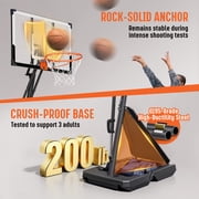SERAY Basketball Hoop with 4.9-10 feet Height Adjustable for Kids/Adults, Portable Basketball Goal with 44 inch Backboard and 2 Wheels for Outdoor/Indoor Sports