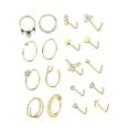 thumbnail image 2 of Kit 18 piezas joyería corporal con pequeños huesos, acero inoxidable, para mujer, elegantes y modernos, ideales para decorar la nariz o para Color dorado, 2 of 8