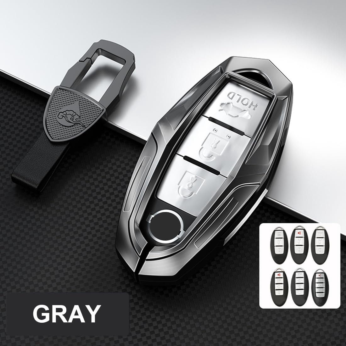 Key Cover Case, Zinc Alloy Smart Remote Key Fob Case Holder Shell Accessories Compatible for Nissan Altima Maxima Rogue Armada Pathfinder Infiniti